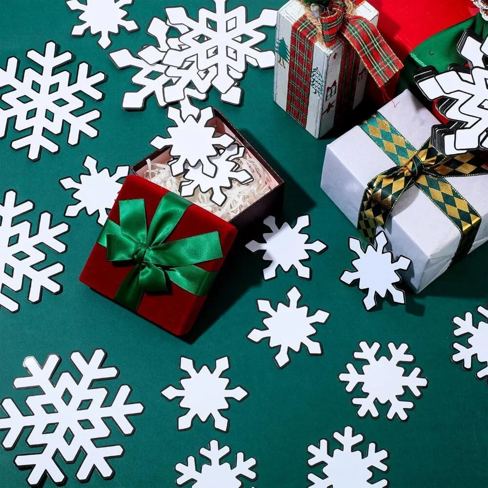 Festive 90 Pcs Snowflake Cutouts with Adhesive Dots - Perfect for Winter Themes